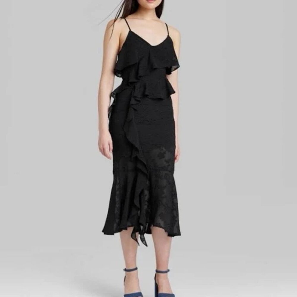 Women's Ruffle Midi Dress - Wild Fable™ Black, Medium